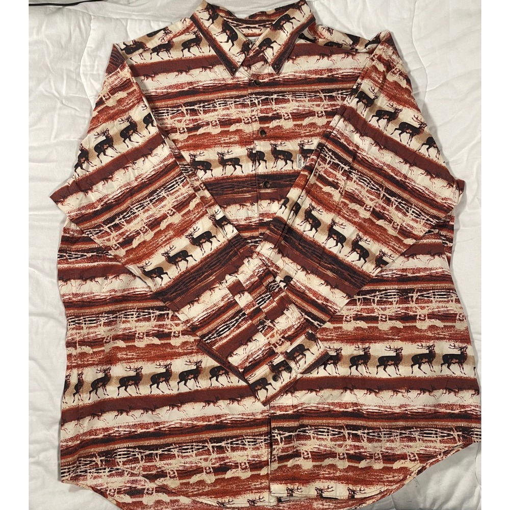 Vintage Authentic Outfitters Roundtree Yorke Mens XL Deer Wildlife Button Down